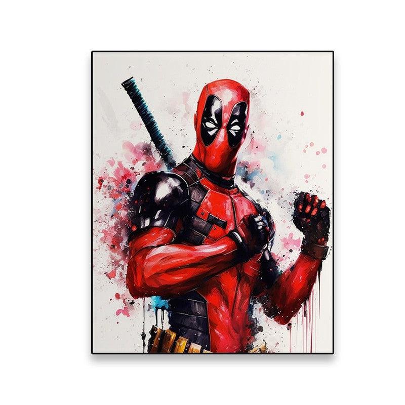 Deadpool Watercolor Prints on Canvas | Expressive Wall Decor for Home Aesthetics